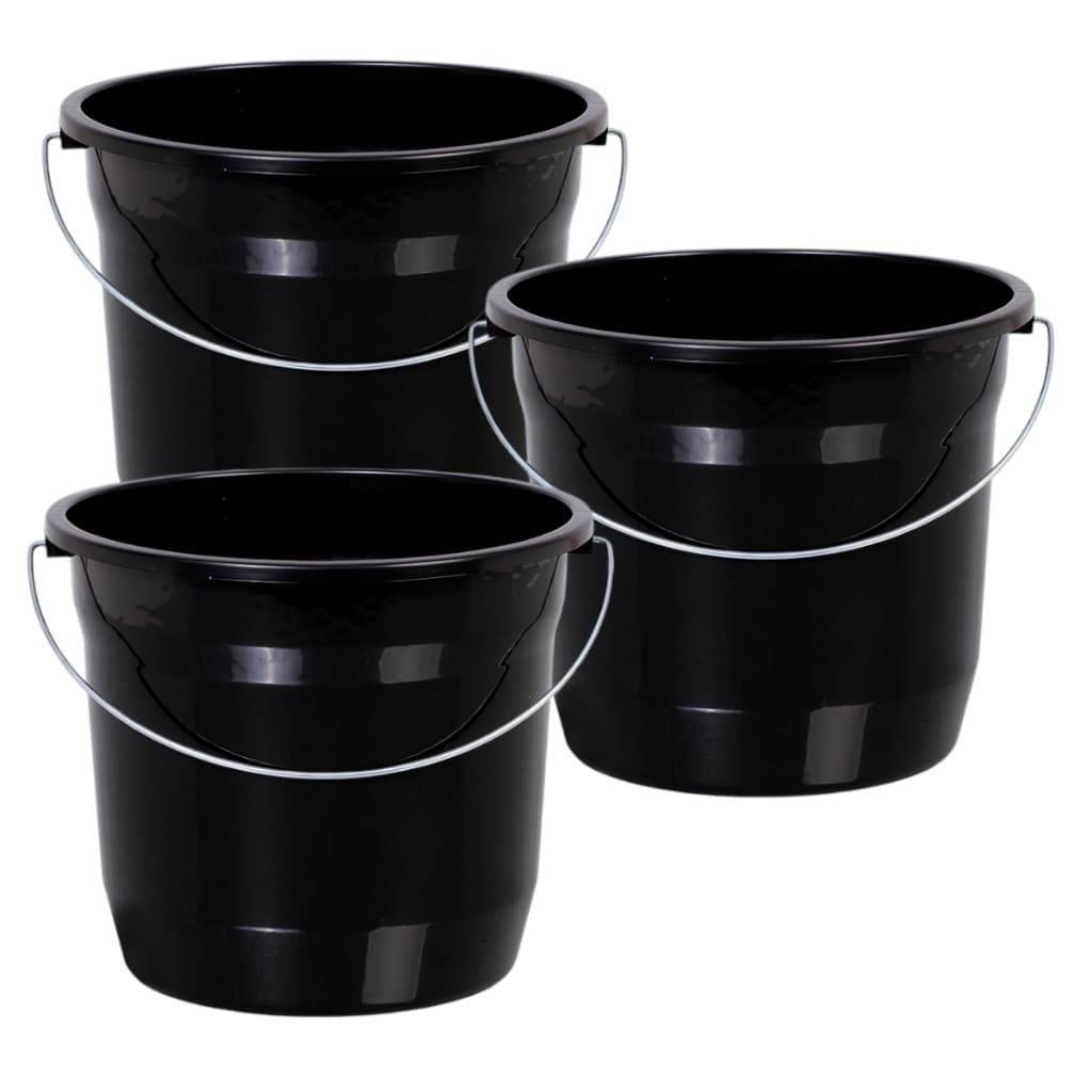 Kit Com 3 Balde De Plástico Capacidade 7 Litros Com Alça De Metal