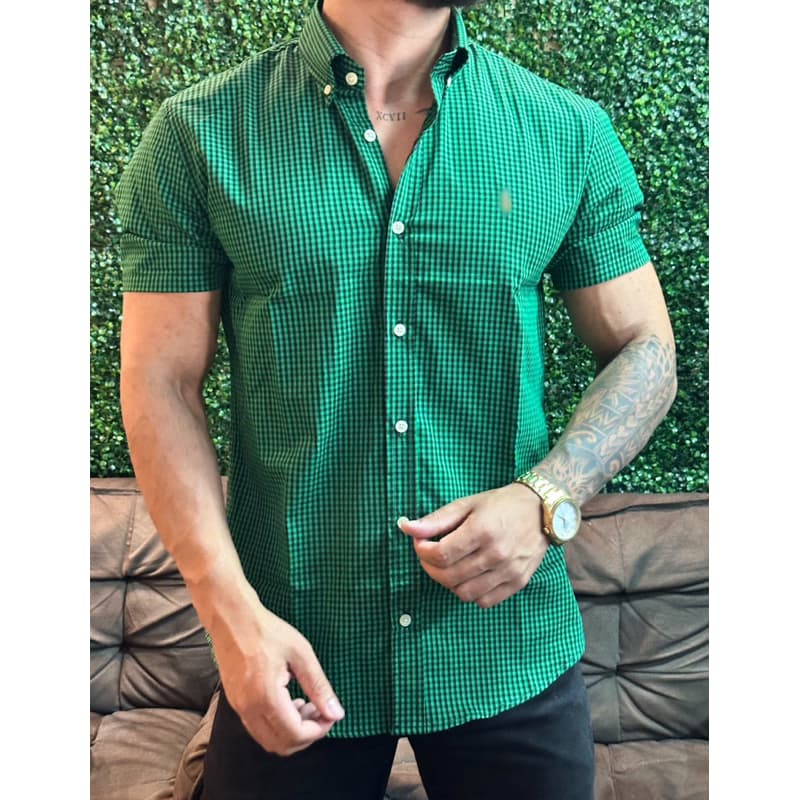 Camisa Manga curta 10  cores P ao XXG  micro xadrez social casual envio imediato