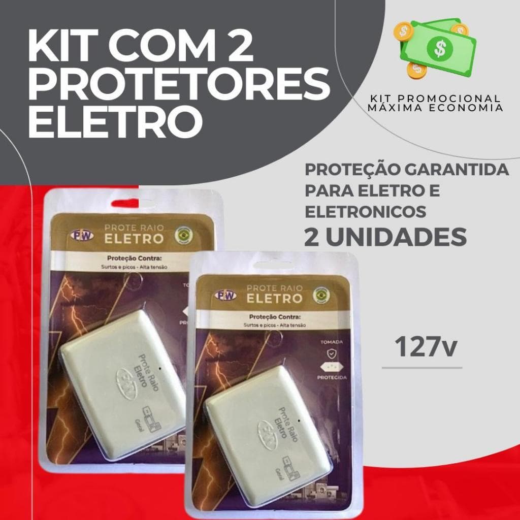 Kit com 2 Protetores de Raio PW Eletro 2 Tomadas 10A - O Mais Vendido!