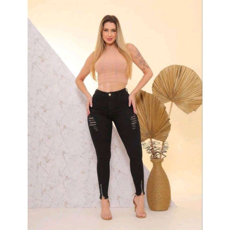 Calça jeans preta skinny black calça feminina