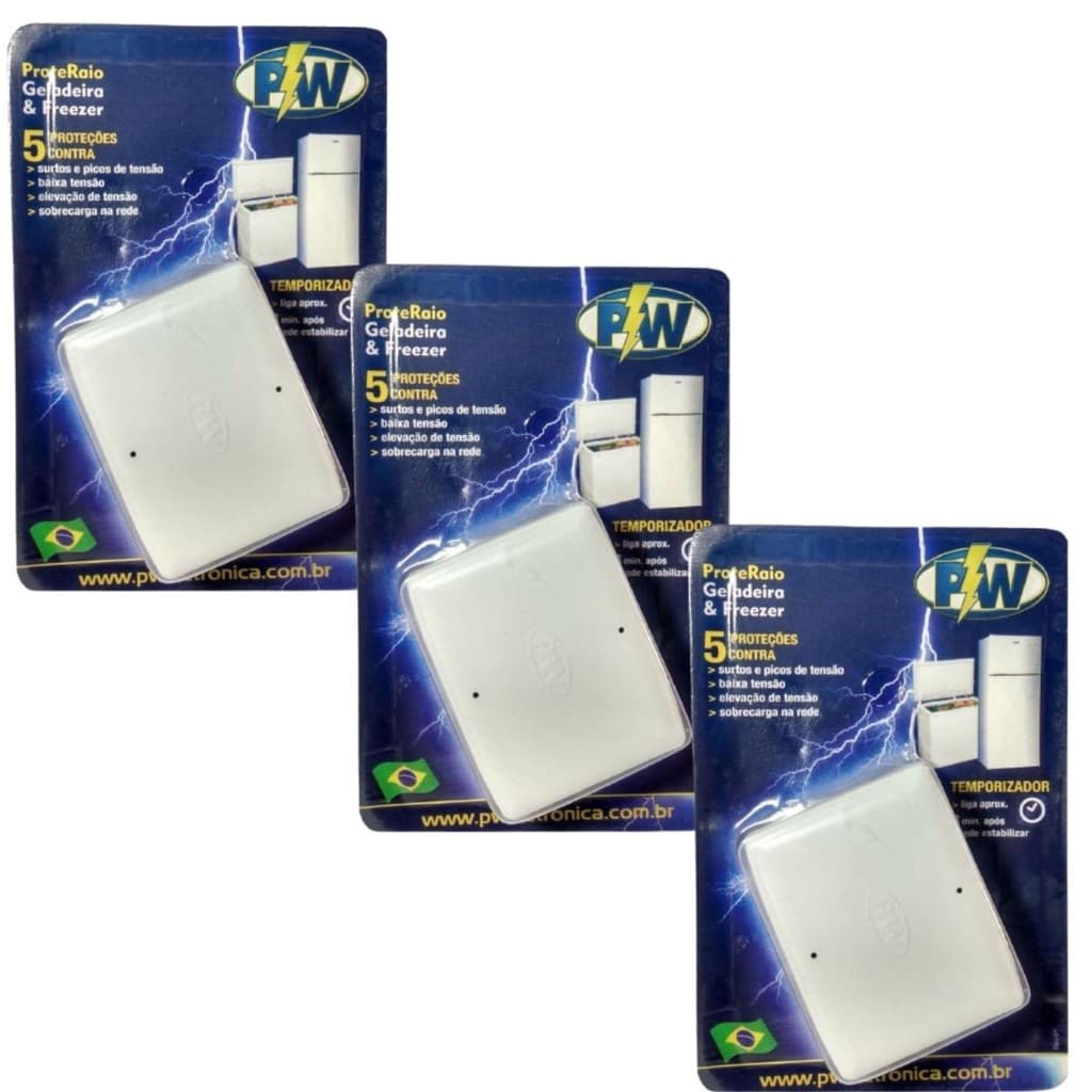KIT com 3 Protetores Elétricos ProteRaio Geladeira e Freezer PW 10A