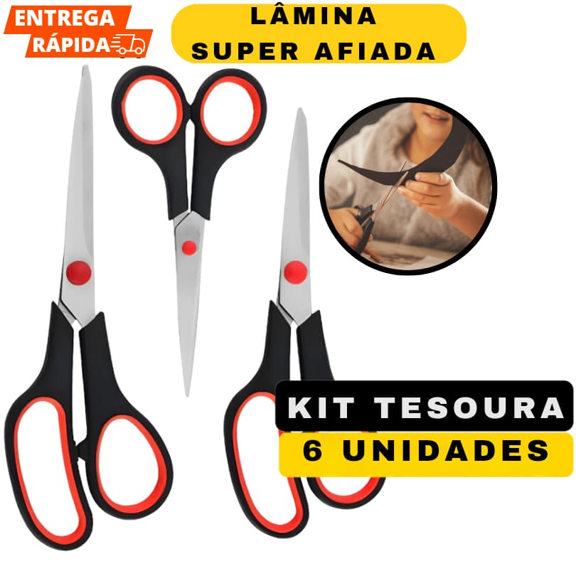 Kit De Tesouras 6 Peças Multiuso Para Casa Escola Trabalho Tesouras Afiadas Tamanhos Diferentes Original