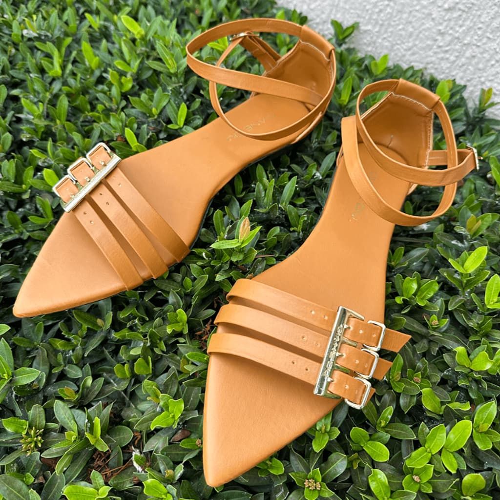 Sandálias Feminina Rasteiras Feminina Rasteirinha Rasteira Fivela Personalizada Bico Folha Tendência