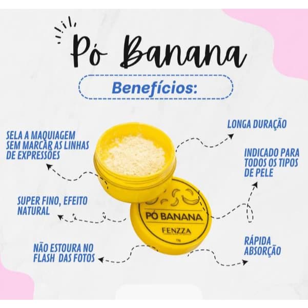 Pó Banana Para Maquiagem Efeito Aveludado e Matte - Fenzza Make UP 15g - ENVIO IMEDIATO
