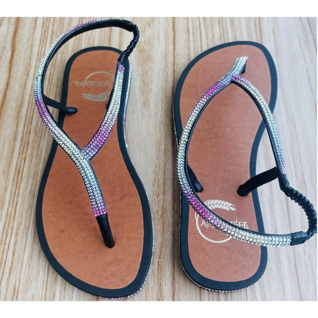 Sandália Rasteirinha Bico Redondo Strass Luxo Oferta Promoção Rasteirinha Moda Verão Ref 110