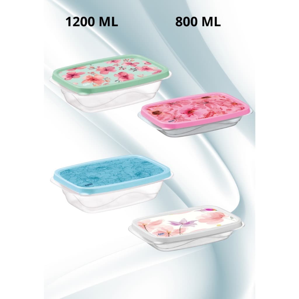 CONJUNTO COM 04 POTES RETANGULARES - 02 POTES 800ML / 02 POTES 1200 ML