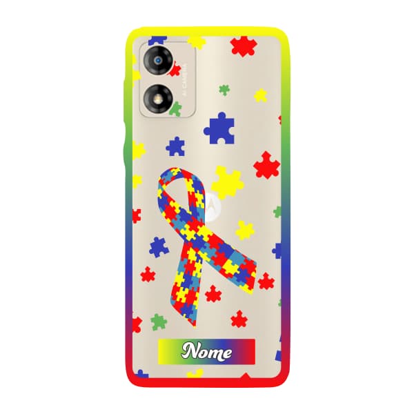 Capinha para Moto E13 Anti Impacto Personalizada - Autismo - Autista - com nome e fundo transparente