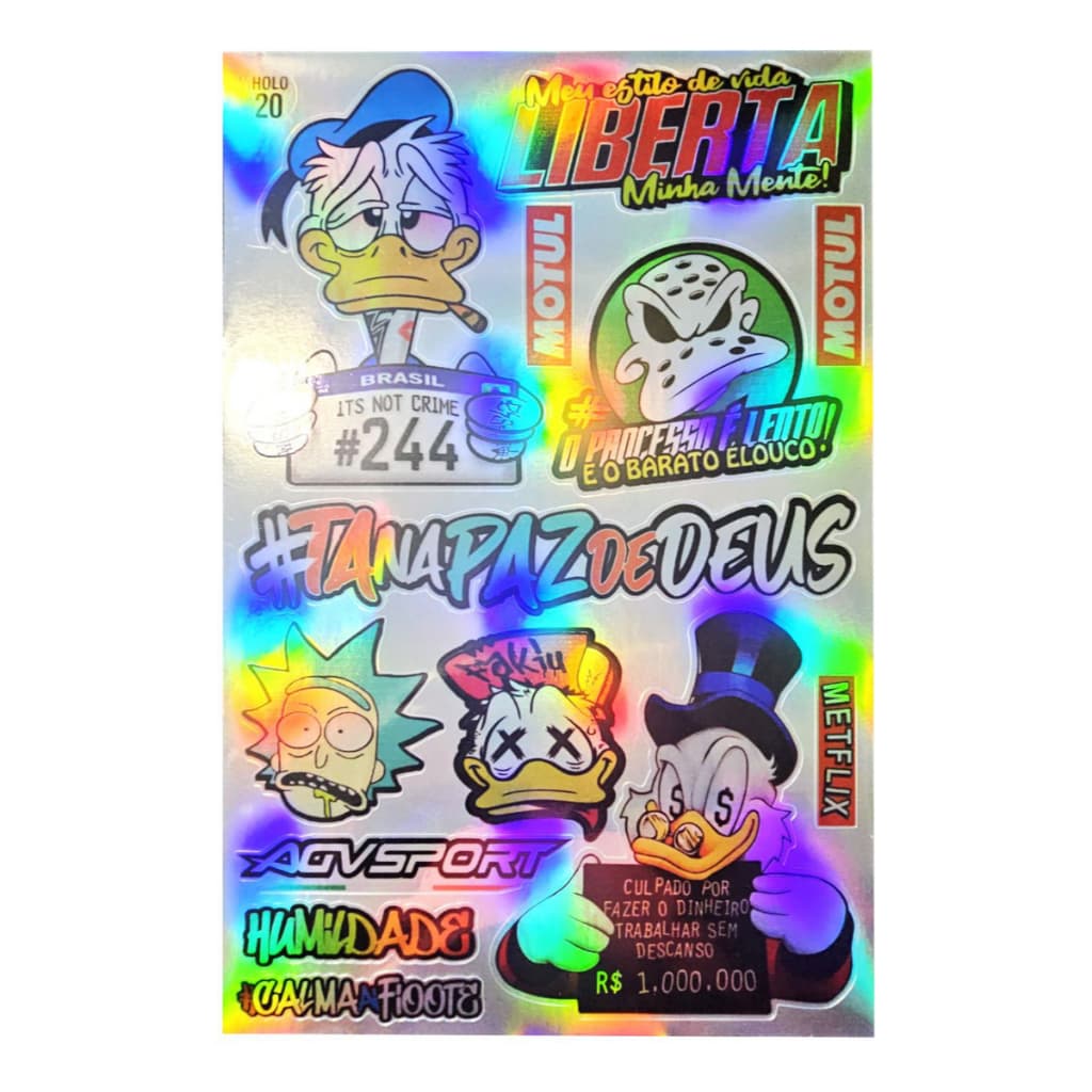 Adesivo personalizados Cartela Holográfico 30x20cm Moto Bike Motocross Top
