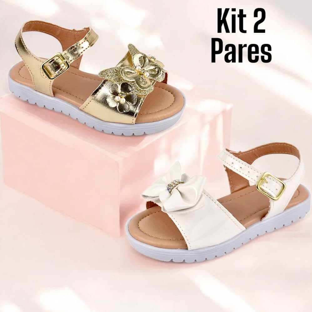 Kit 2 Pares Sandália Infantil Menina Fashion