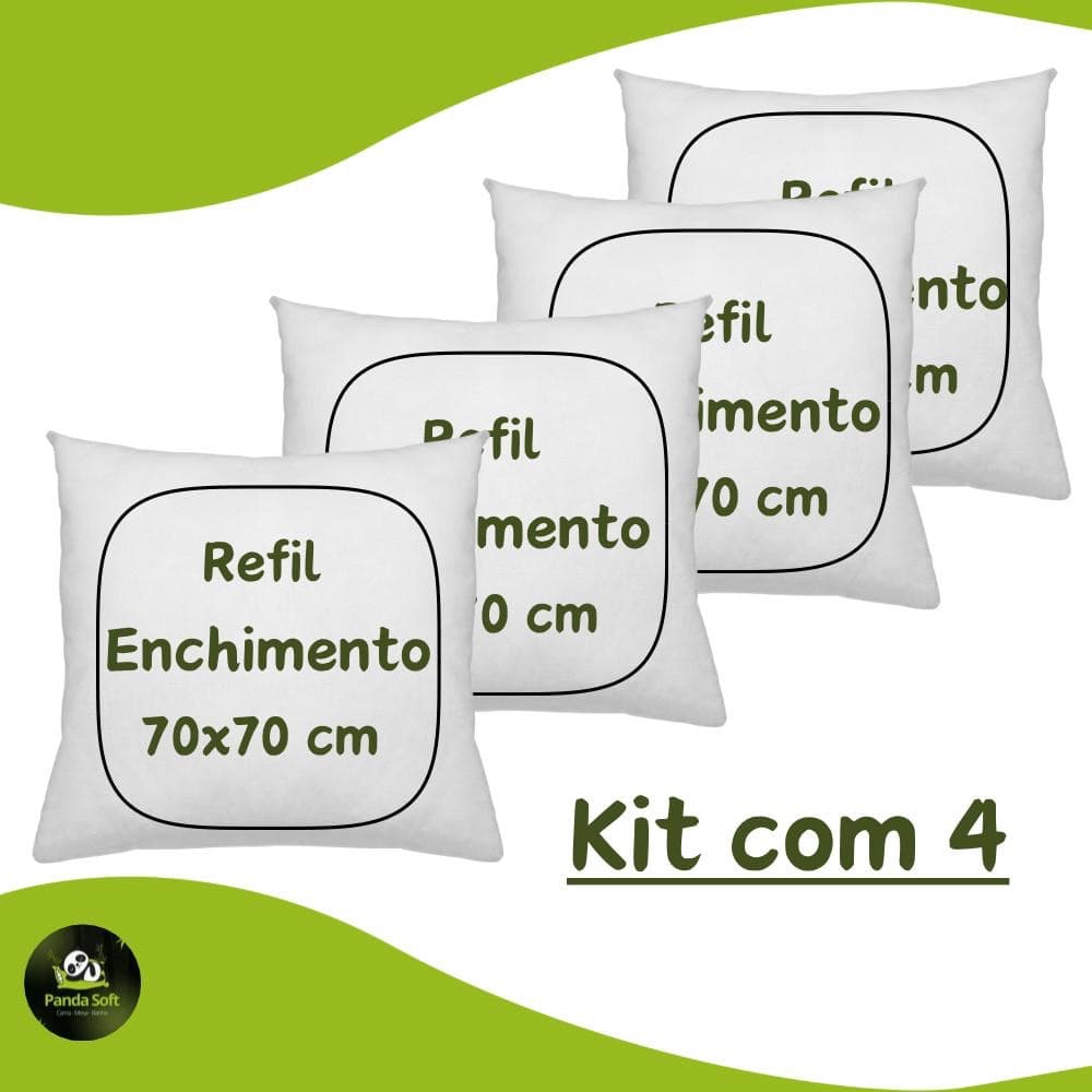 Kit 4 Refil Enchimento De Almofada 70x70 Fibra Sintetica Poliester