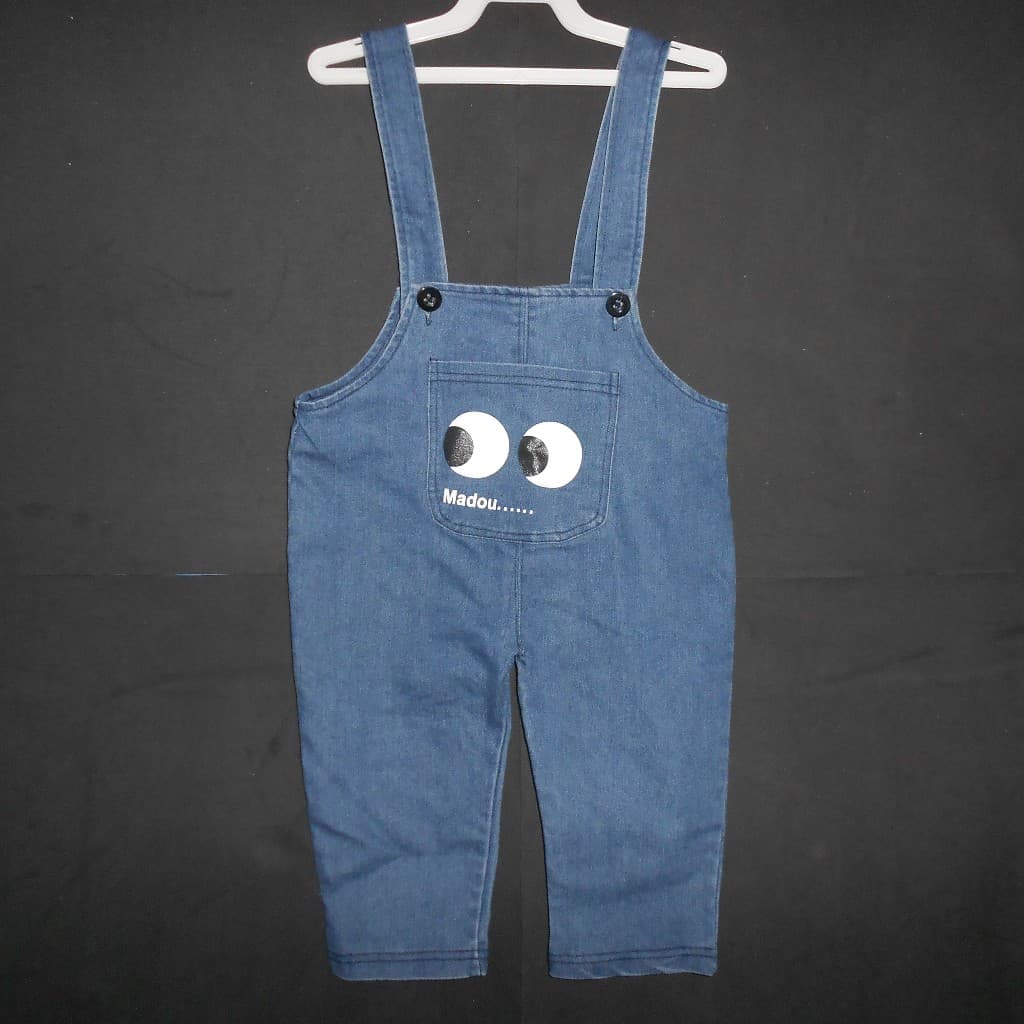 Macacao Jeans infantil kids estampa olhinhos super lindo e fofo / promocao bazar brecho liquidacao ofertas...