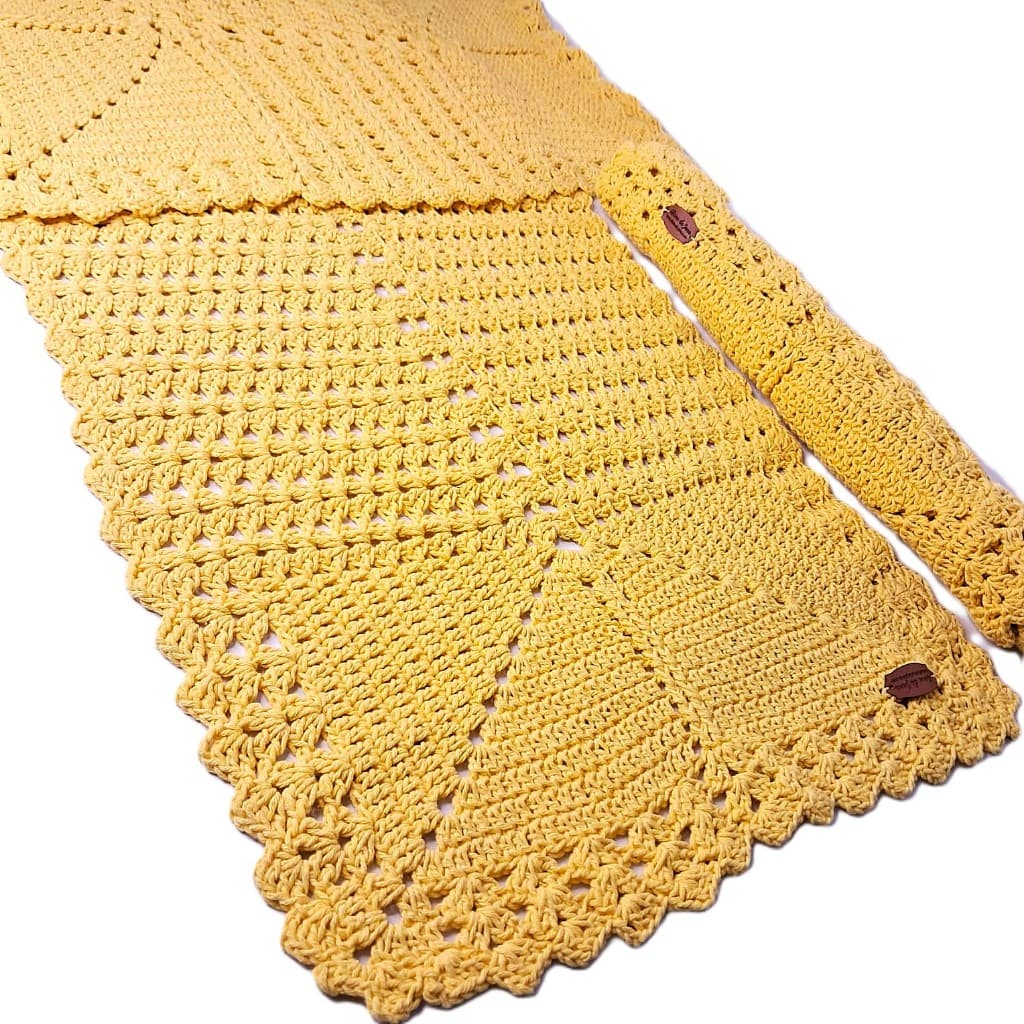 Jogo de Cozinha 3 Peças em Crochê Crochet Tapete Passadeira Trilho Caminho de Mesa em Croche Decoração Corredor Casa