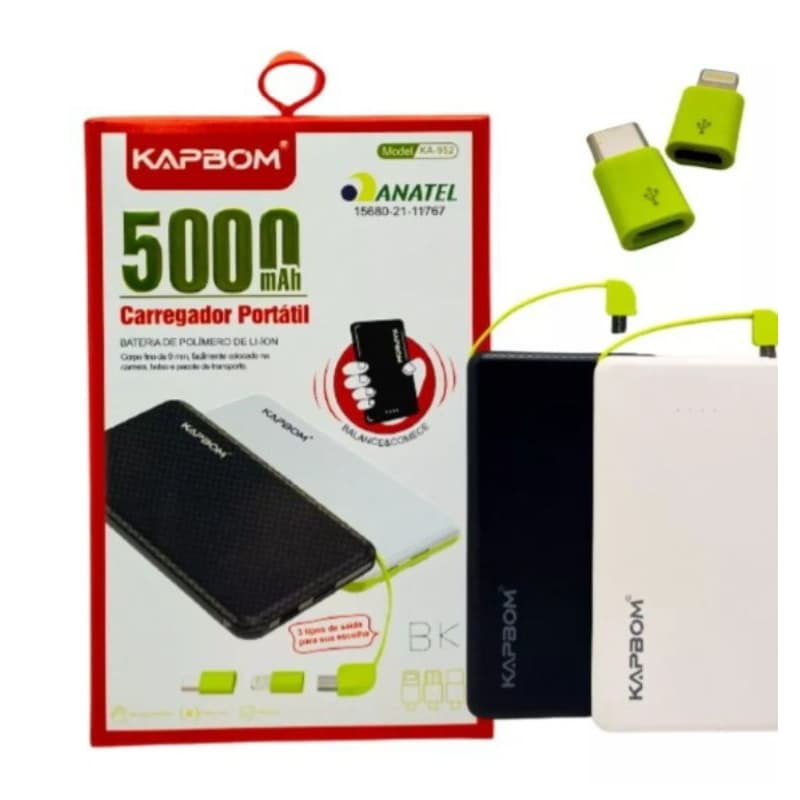 POWER BANK UNIVERSAL 5000 kapbom carregador portátil