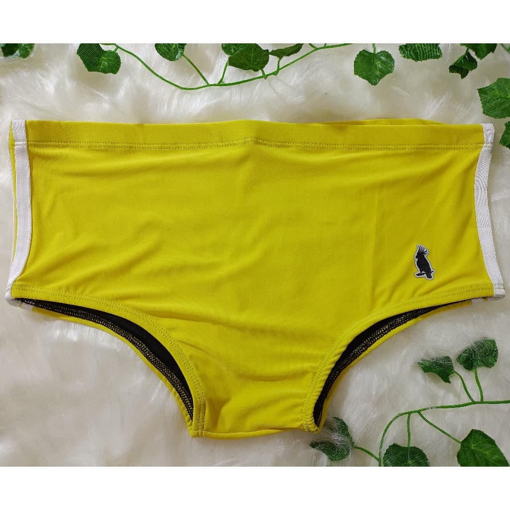 Sunga Moda Praia E Natação Adulto  Azul e Amarela 3 Listras Laterais