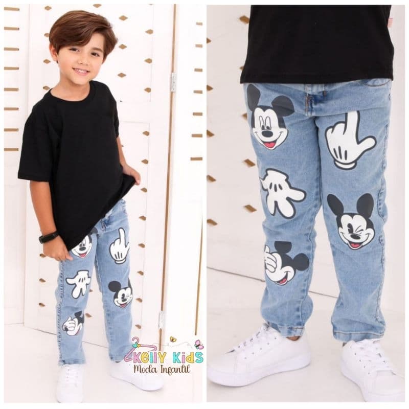 Calça Jeans infantil masculina Mickey