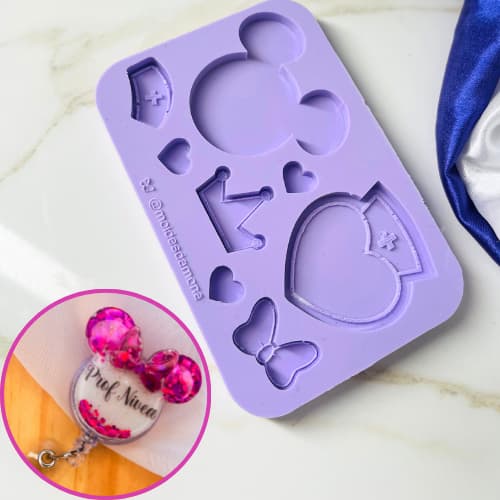 Molde de silicone chaveiros e crachás de enfermagem para resina . #36