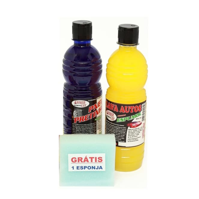 Kit Econômico de Limpeza Automotiva – Brilho Profissional e Economia em Minutos! Shampoo, Pretinho e Brinde