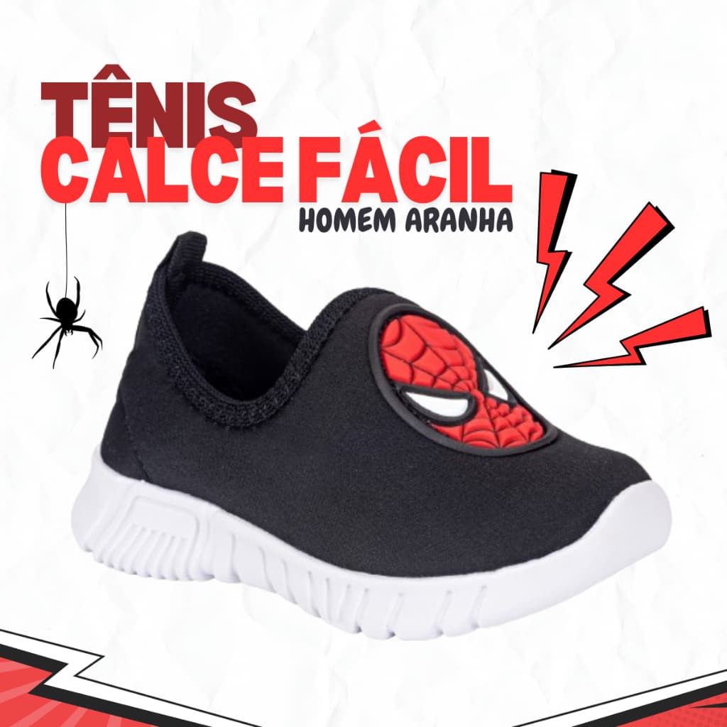 Tênis Calce Fácil Infantil Meia Menino Personagens Herói Masculino Barato Para o Dia a Dia