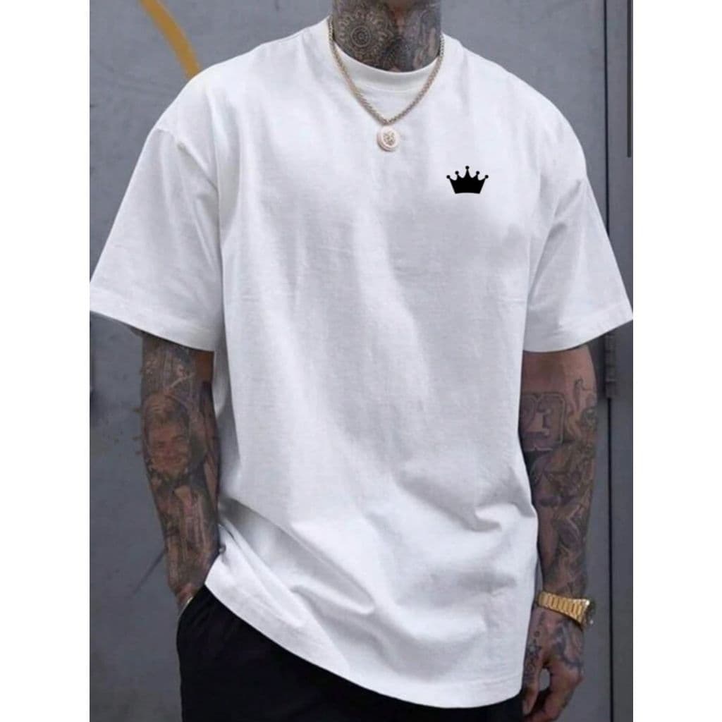 Camiseta Camisa Masculina Coroa 100% Algodão Básica Malha 30.1