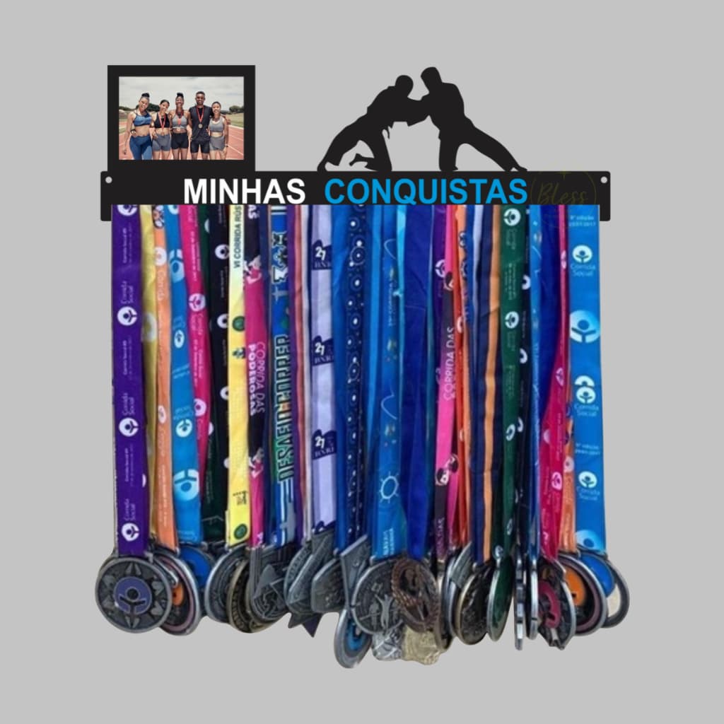 Porta Medalha Luta Jiu Jitsu/ Judô Mdf Preto Decorativo Esporte kimono