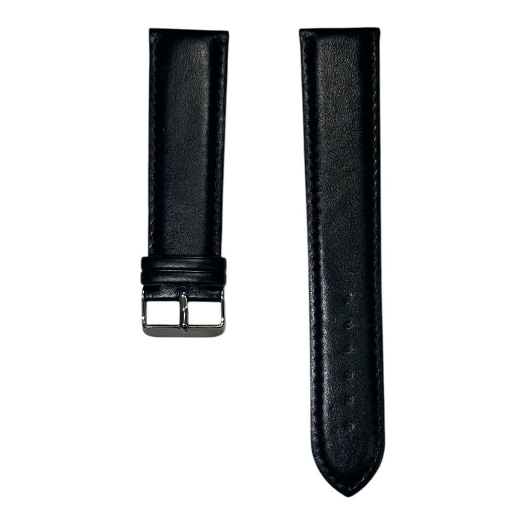 Pulseira de Relógio de Pulso Couro Preto Extra Longa - Masculino Feminino - 18mm 20mm 22mm 24mm