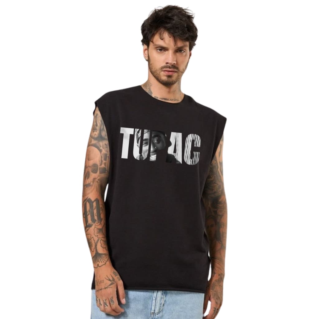 Camiseta Regata Rap Hip Hop Masculina Top Larga Moda Masculina Algodão