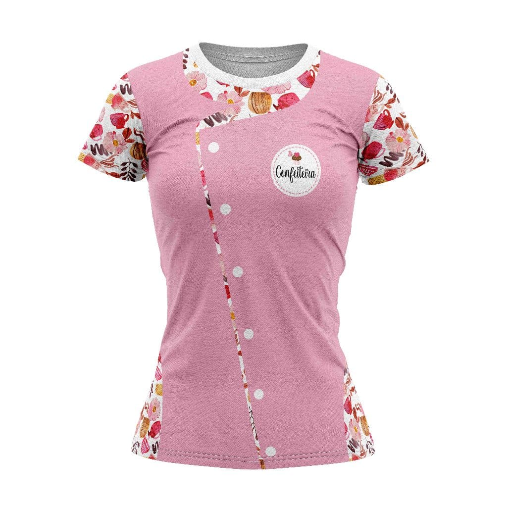 T-Shirt Blusa Malha Casual Feminina Camisa PROFISSÃO CONFEITEIRA MODELO JALECO REF:005