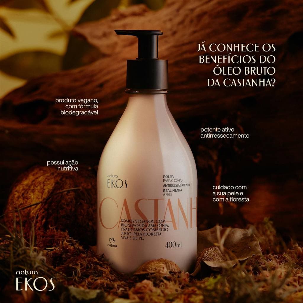 Polpa Hidratante Para o Corpo Ekos Castanha, Creme Hidratante Corporal 400ml Natura Ekos.