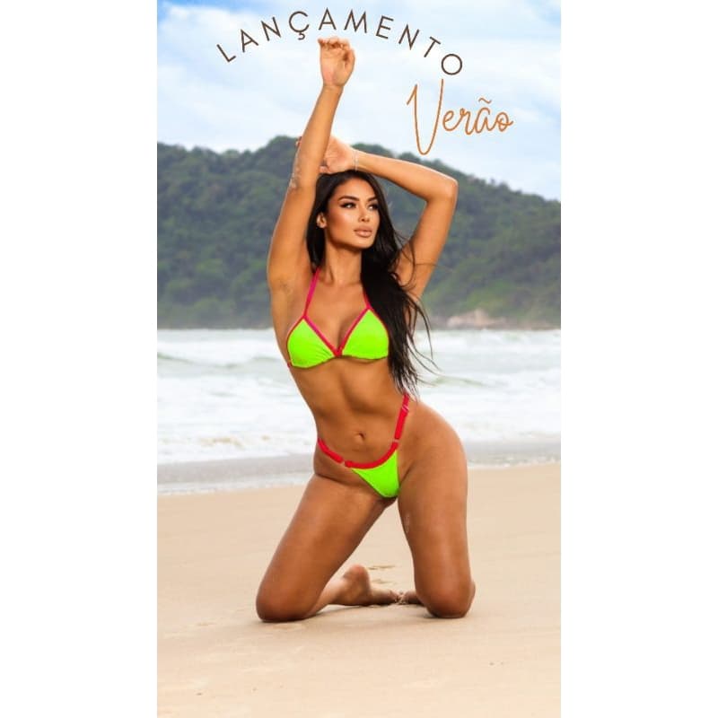 Biquíni Fita Feminino Fio dental Cortininha Marquinha Perfeita Regulável sem bojo  Tendência Moda Praia Verão Lançamento