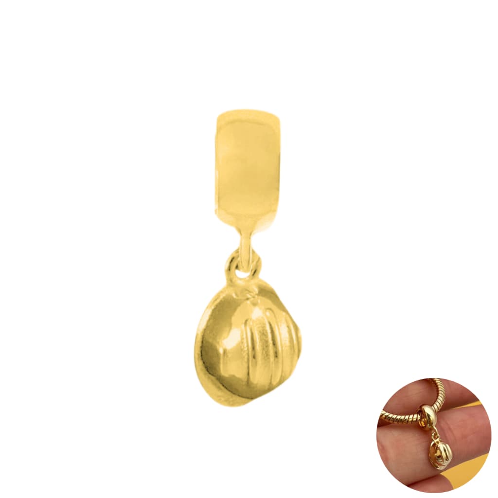 Berloque Capacete de Obras Engenheira Bombeira Dourado Banhado a Ouro 18k