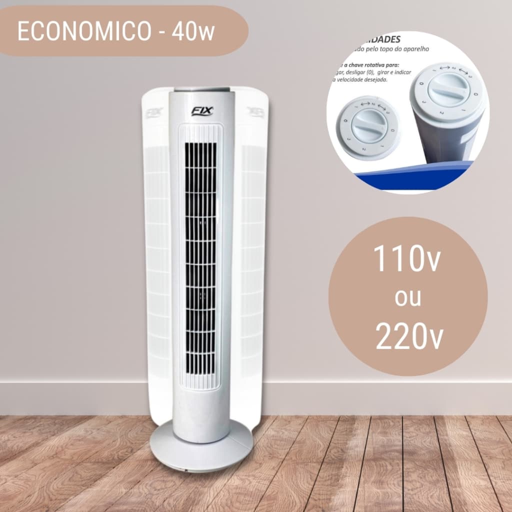 Circulador de Ar Ventilador Vertical em Coluna Economico Fix 220v 110v