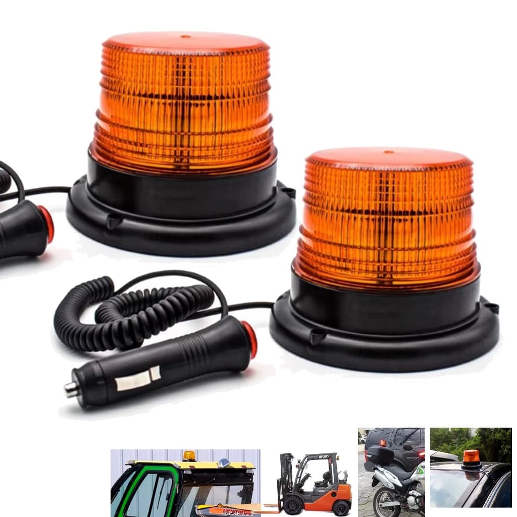 kit 2 giroflex de led luminoso segurança NR11 Empilhadeira moto guincho 12/4v giroled 12leds plug acendedor