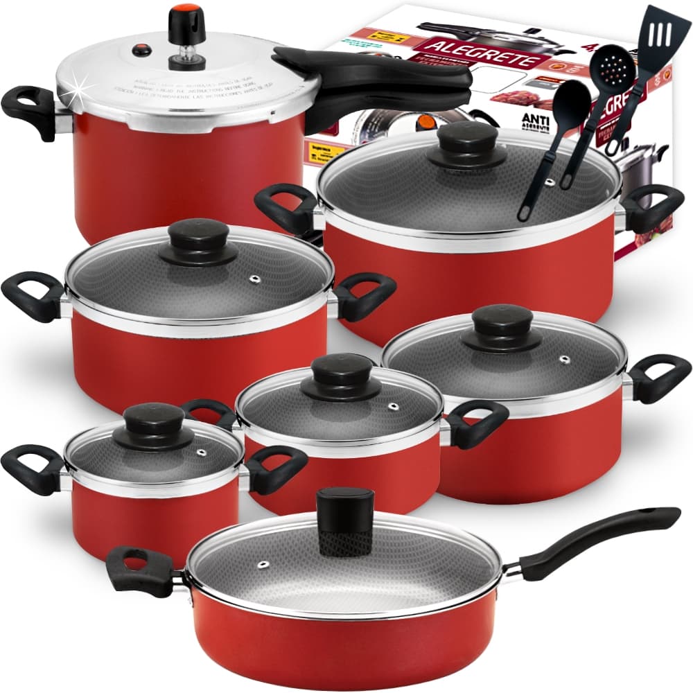 Mega De Panelas Antiaderente Fortes + Panela De Pressão Externa 4,5 Litros + Frigideira Com 10 Peças