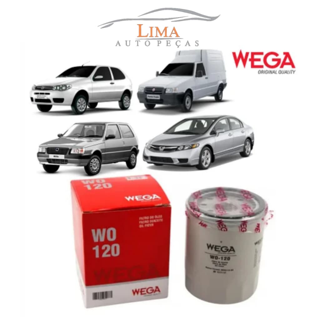 Filtro de Óleo Wega  Wo 120  - Uno/Palio/Siena/Fit/Strada - Universal -