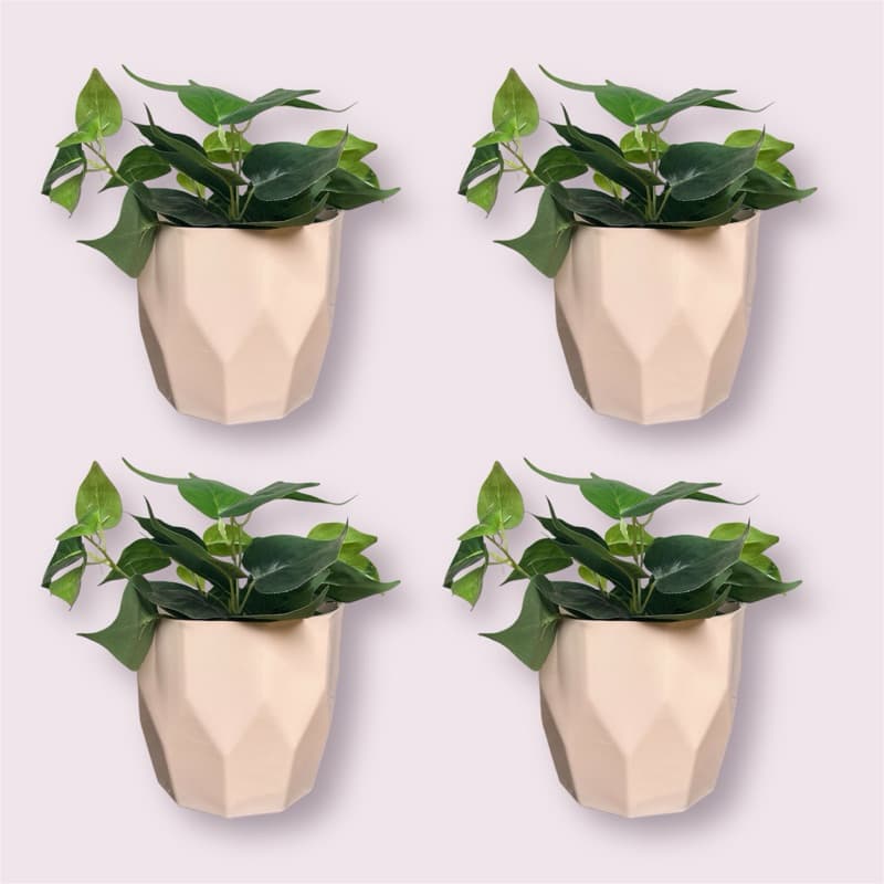Kit 4 Cachepot Vaso para Plantas Cactus Suculentas Facetado N4