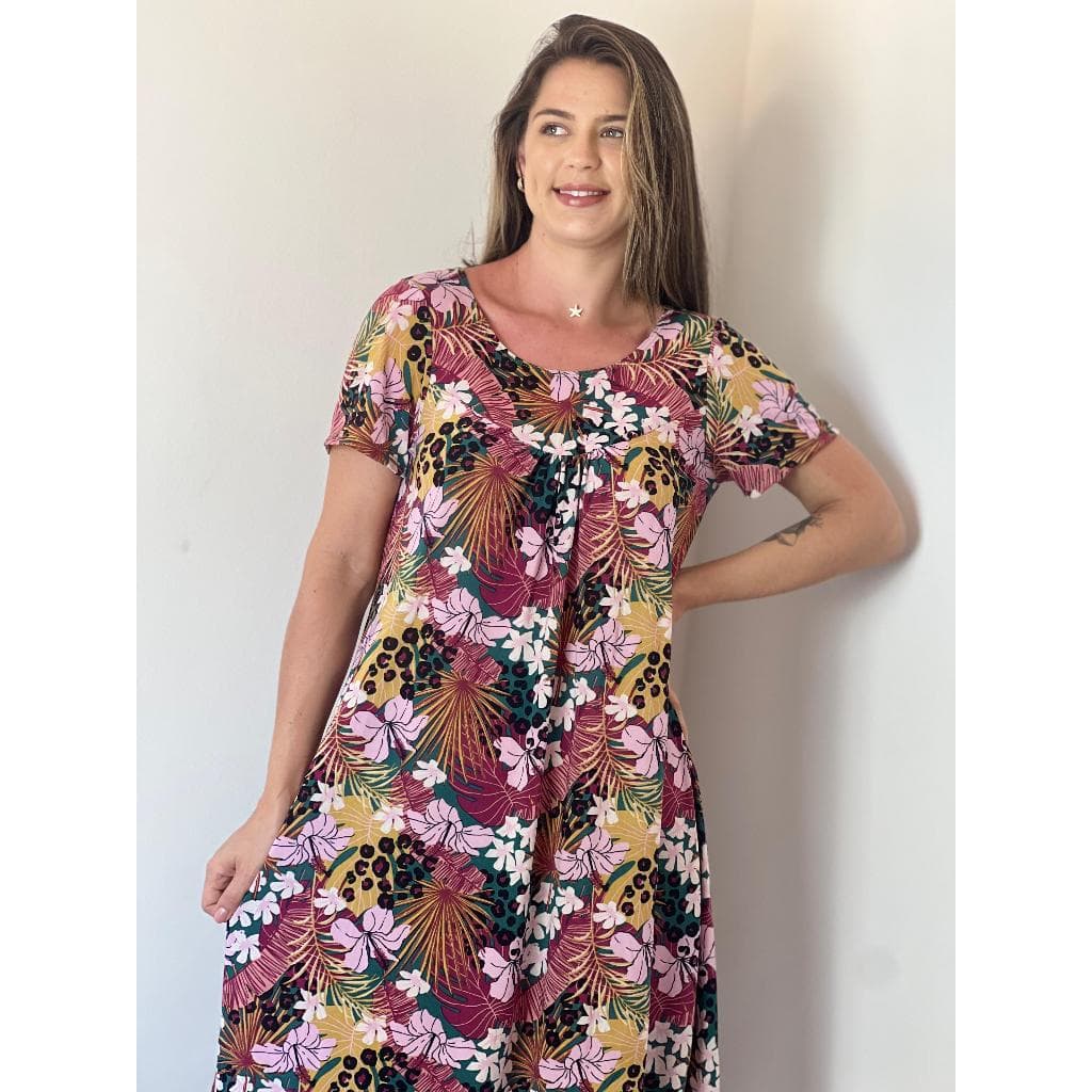Vestido Bata Com Mangas Opção  Evangélicas e Grávidas Estampados Em Liganete