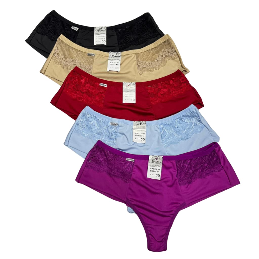 KIT Calcinha Fio Duplo Plus Size Microfibra Tanga Fio Dental Lateral Larga Cós Alto Com Renda
