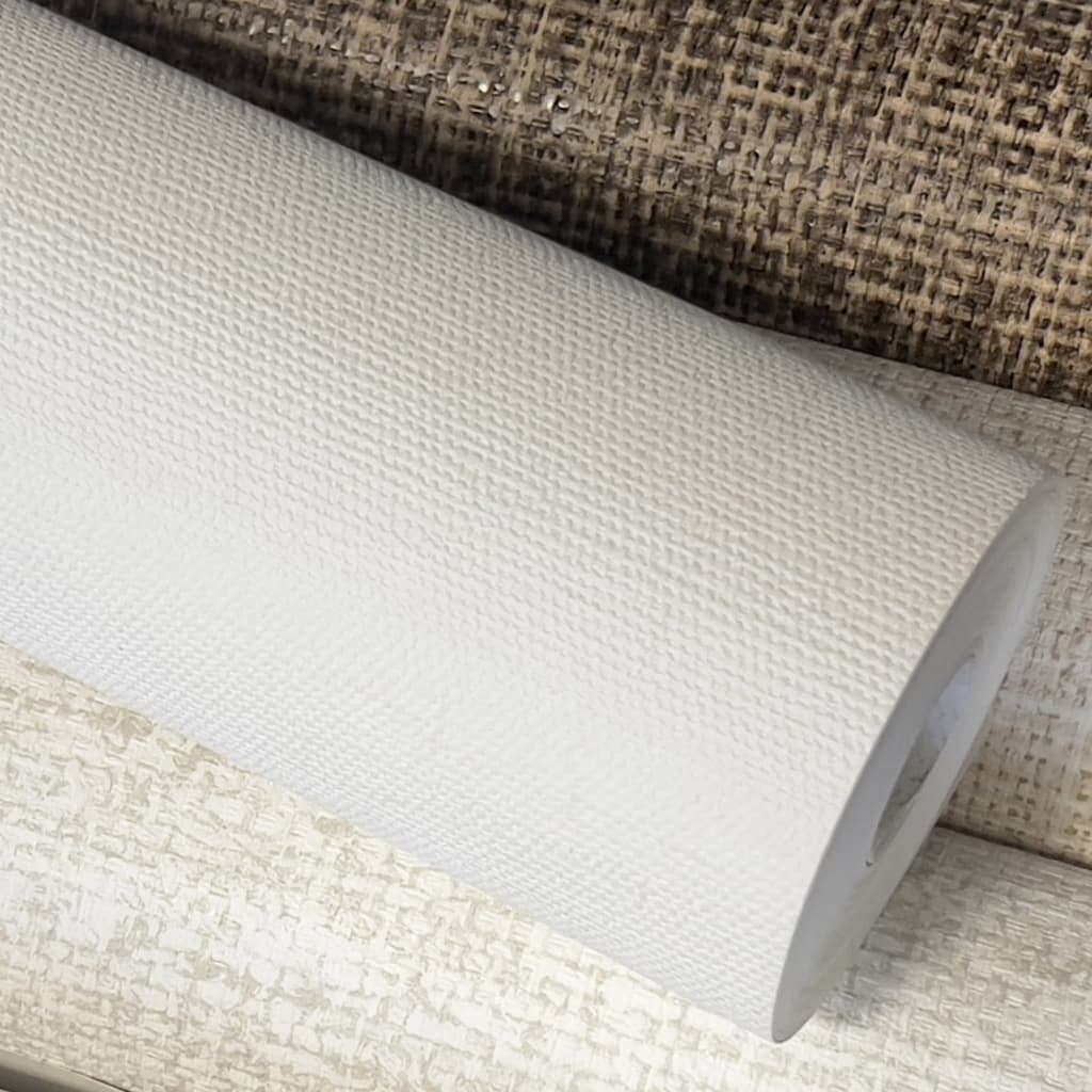 Papel de Parede Linho Offwhite Branco Alto Relevo - Rolo 10 metros de comprimento x 53cm de Largura - Cola Inclusa 10311