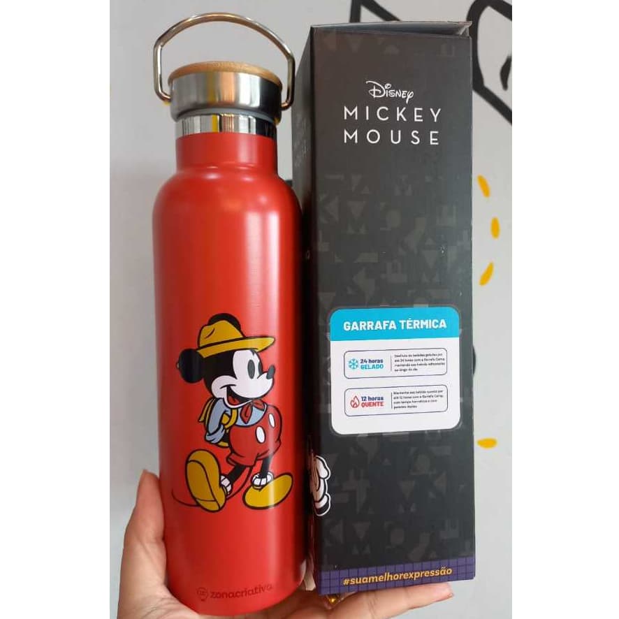 GARRAFA TÉRMICA COM ALÇA MICKEY MOUSE DISNEY OFICIAL