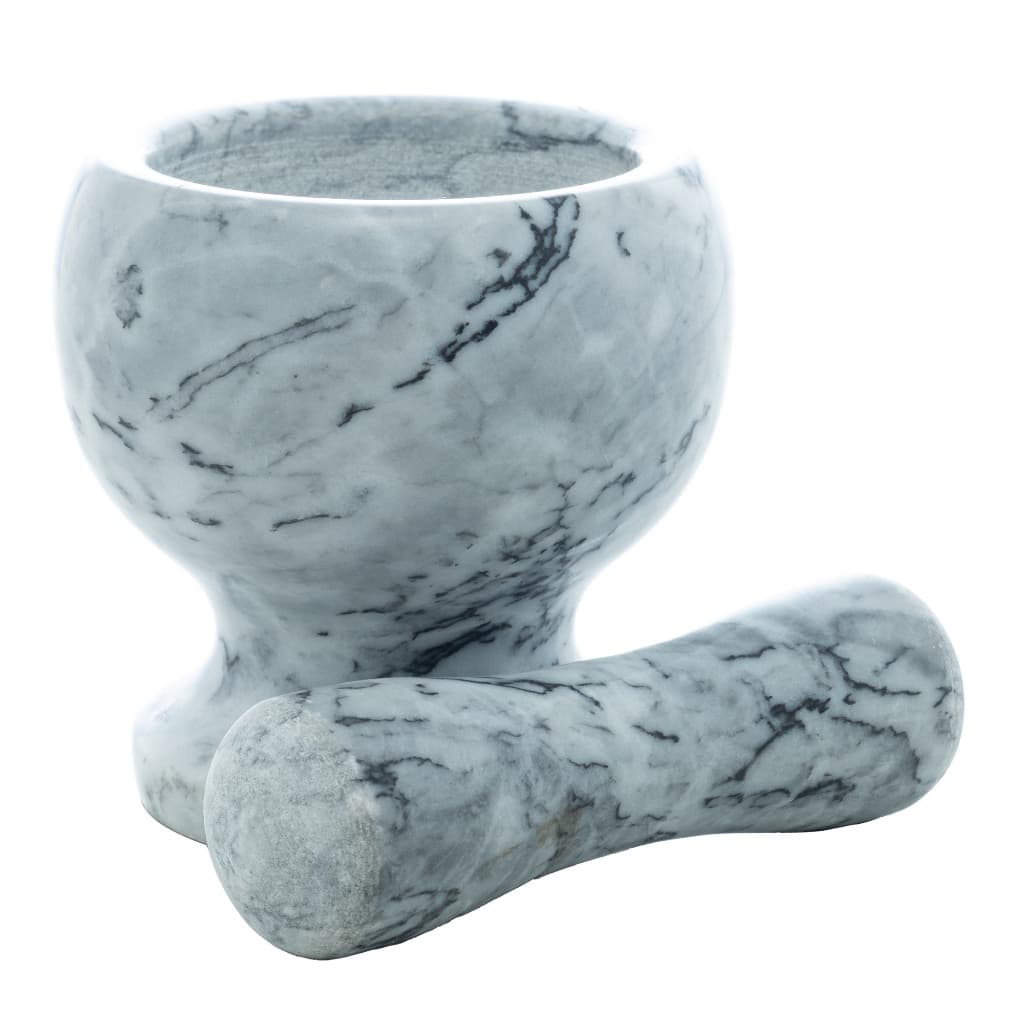 Pilão de Mármore com Socador Cinza 11cm x 11cm - Wolff
