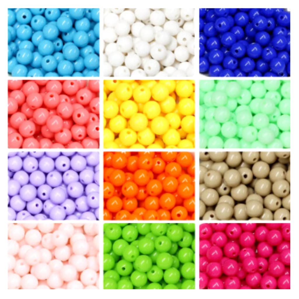 Bola Plástica Leitosa Miçanga 8mm Com Furo 500gr 2500 Peças - ladeira bijuterias
