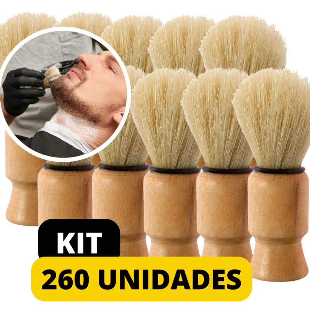 Kit 260 Pincel De Barbear Para Barbearia Profissional De Madeira Com Cerdas Macias