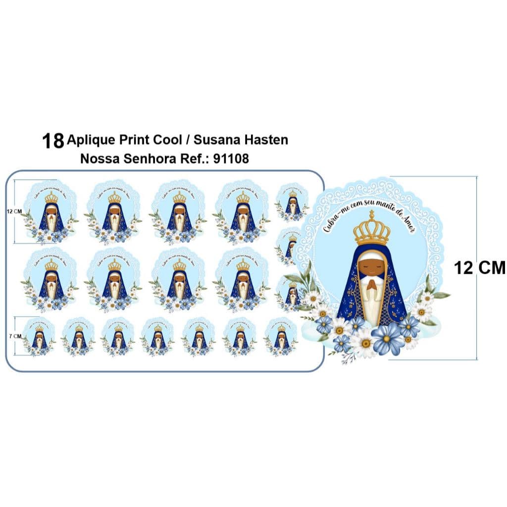 18 Apliques Nossa Senhora Termocolante Para Roupas - Ref.: 91108