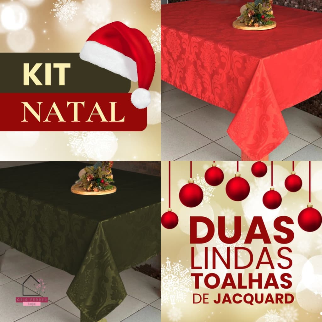 Kit 2 Toalha de Mesa 2,00 x 1,40 m Natalinas Para Mesa De Jantar Melhor Preço