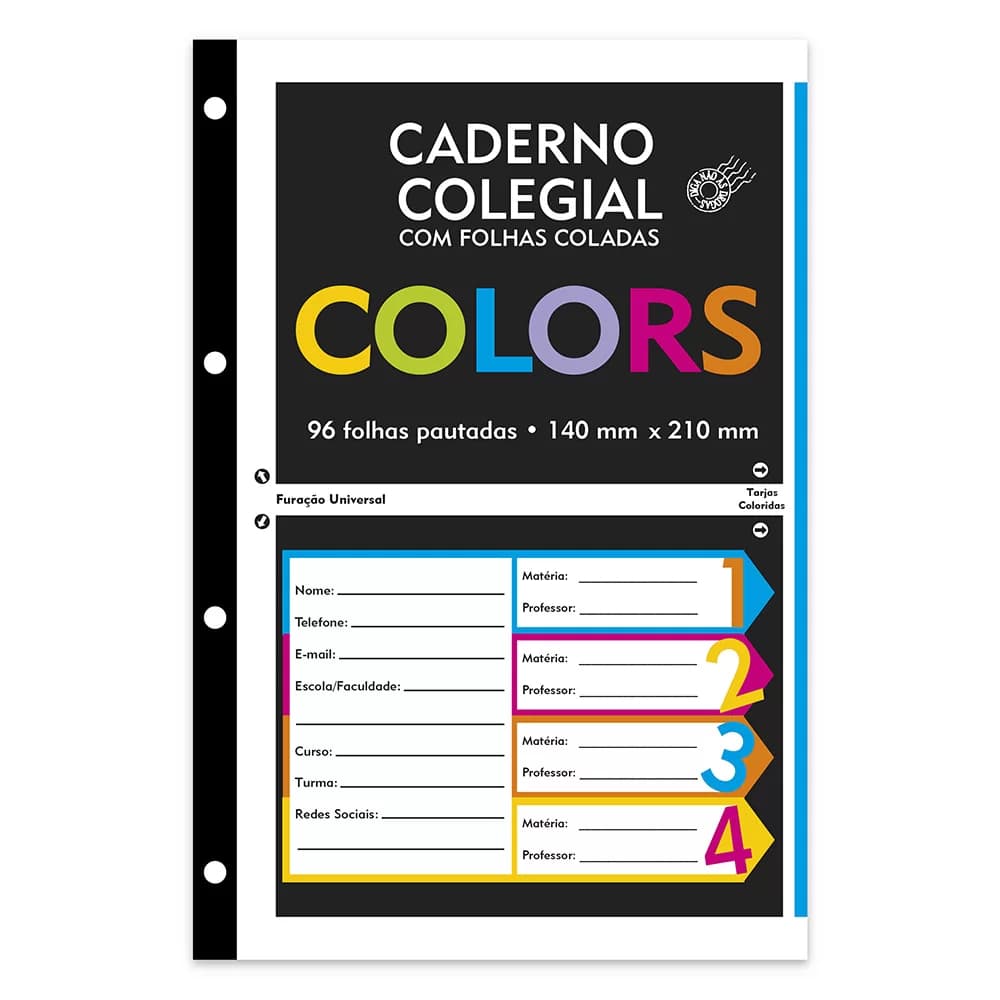 2 REFIL COLEGIAL 4 FUROS BLOCO PARA FICHÁRIO C/96 CADERNO FOLHAS COLADAS