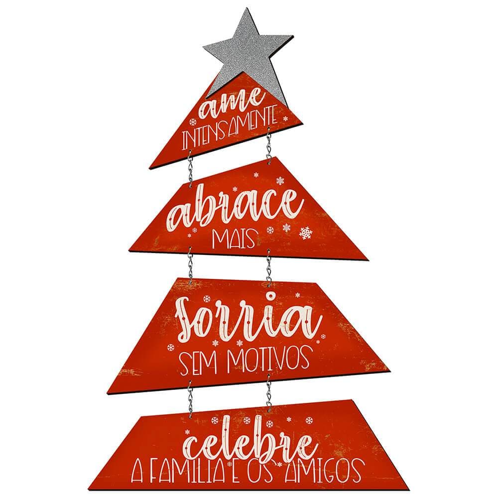 Placa Decorativa Natal Com Corrente Ame, Abrace Pinheirinho Árvore de Natal Mandala Guirlanda Porta