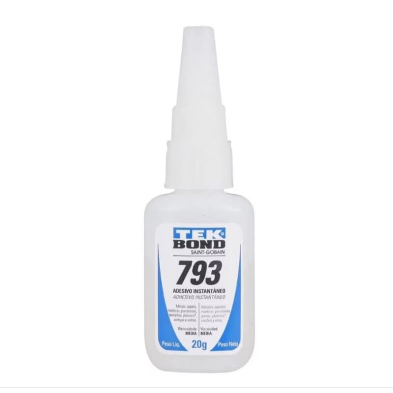 Cola instantânea tek bond 793 20g acrigel unhas tipo postiças forte madeira borracha