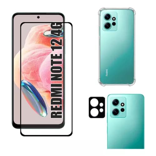 KIt Pelicula Vidro 3D Xiaomi Note 12 4G + Capa Capinha Anti Shock + Pelicula Camera 3D
