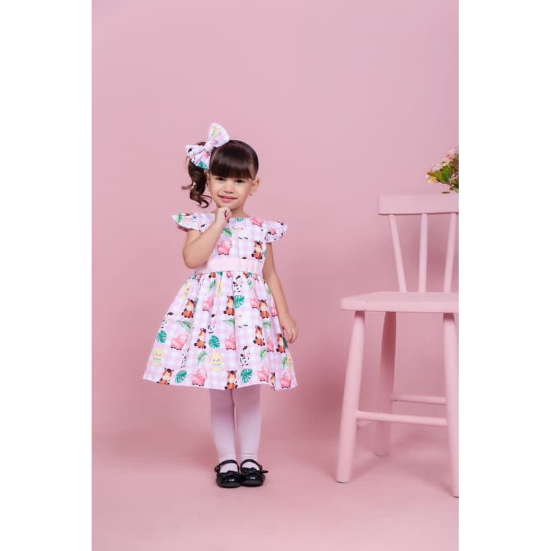 Vestido Temático Magali Bolofofos Vaquinha e Marsha e Urso | Vestido Infantil Luxo Aniversário Tema Magali