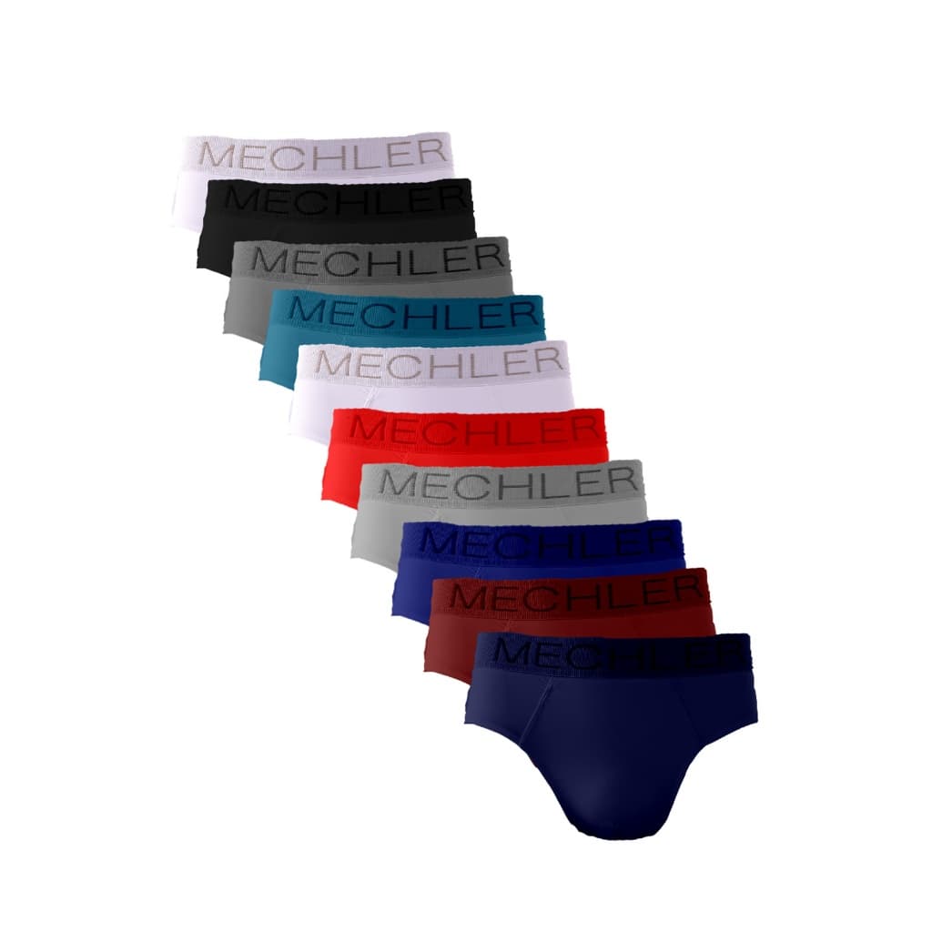Kit 10 Cuecas Slip Plus size Mechler Microfibra Confortável Homem Clássica Original Masculina Tradicional Cavada